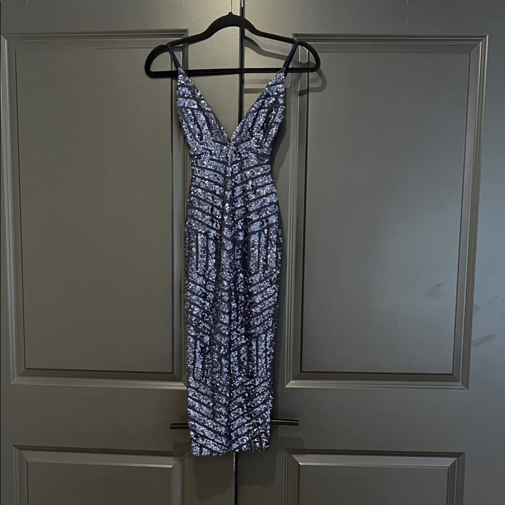 Nookie Navy Sequin Backless Dress